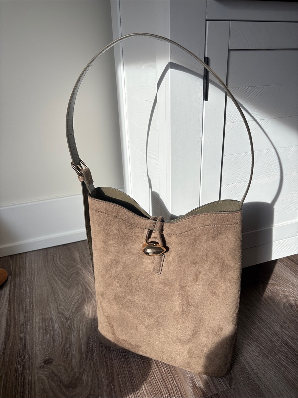 H&M Classic Taupe Faux Suede Shoulder Bag
